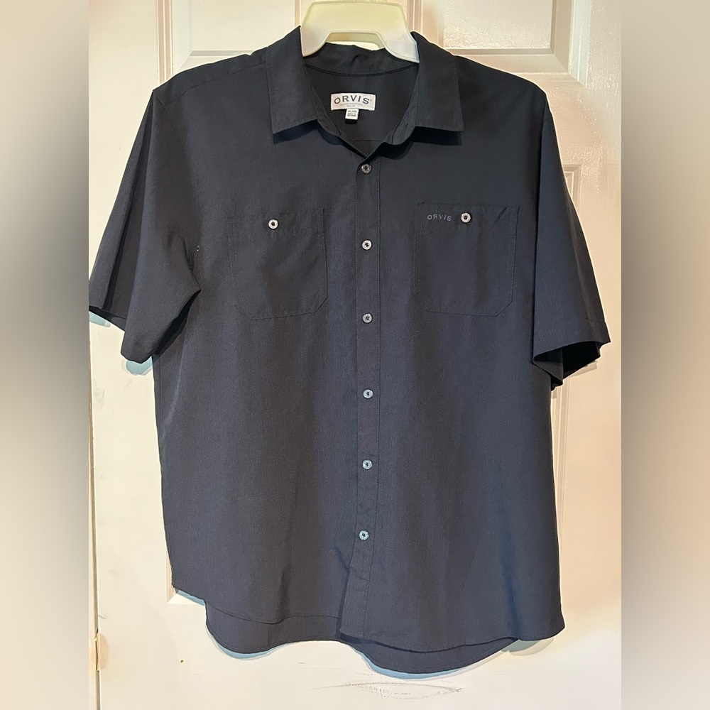ORVIS Mens XL Short Sleeve WOVEN TECH Shirt UPF 30+ QUICK DRY BLACK